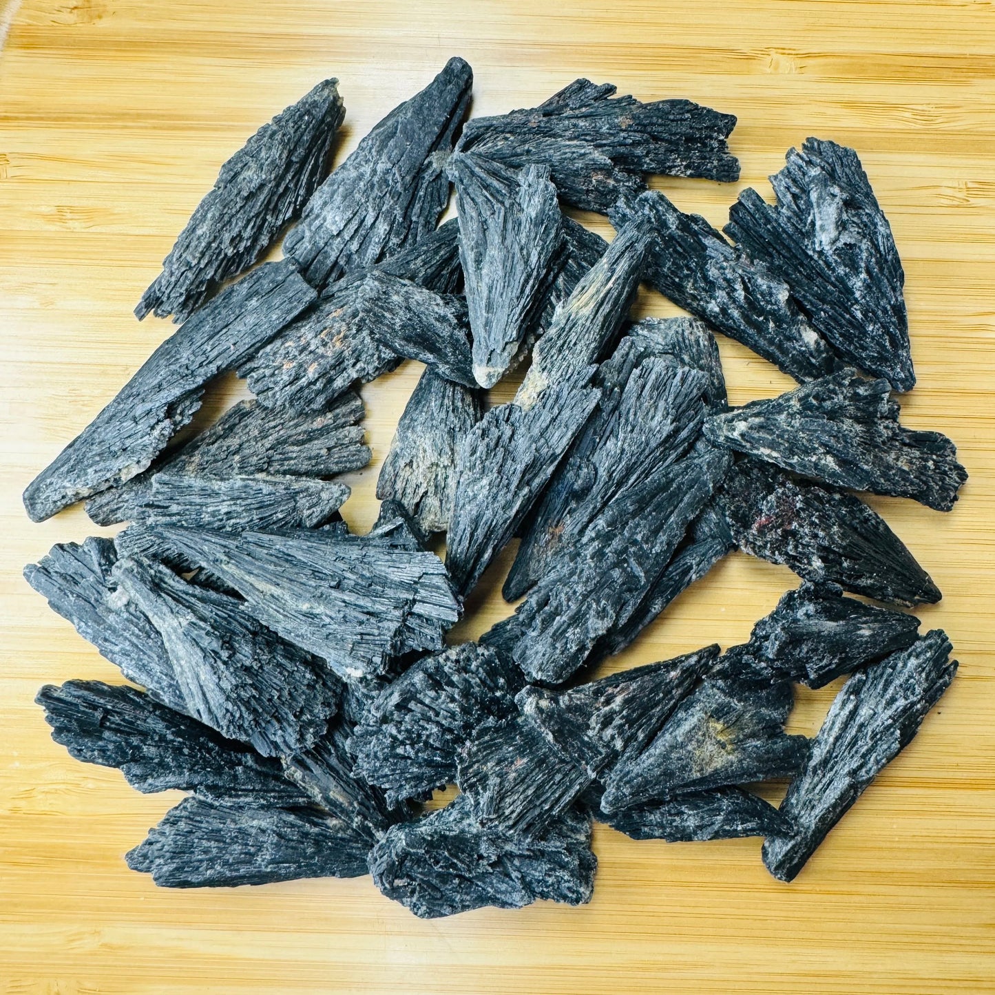Full profile of Grade A Black Kyanite raw ready to ship from Beyond Bohemian
