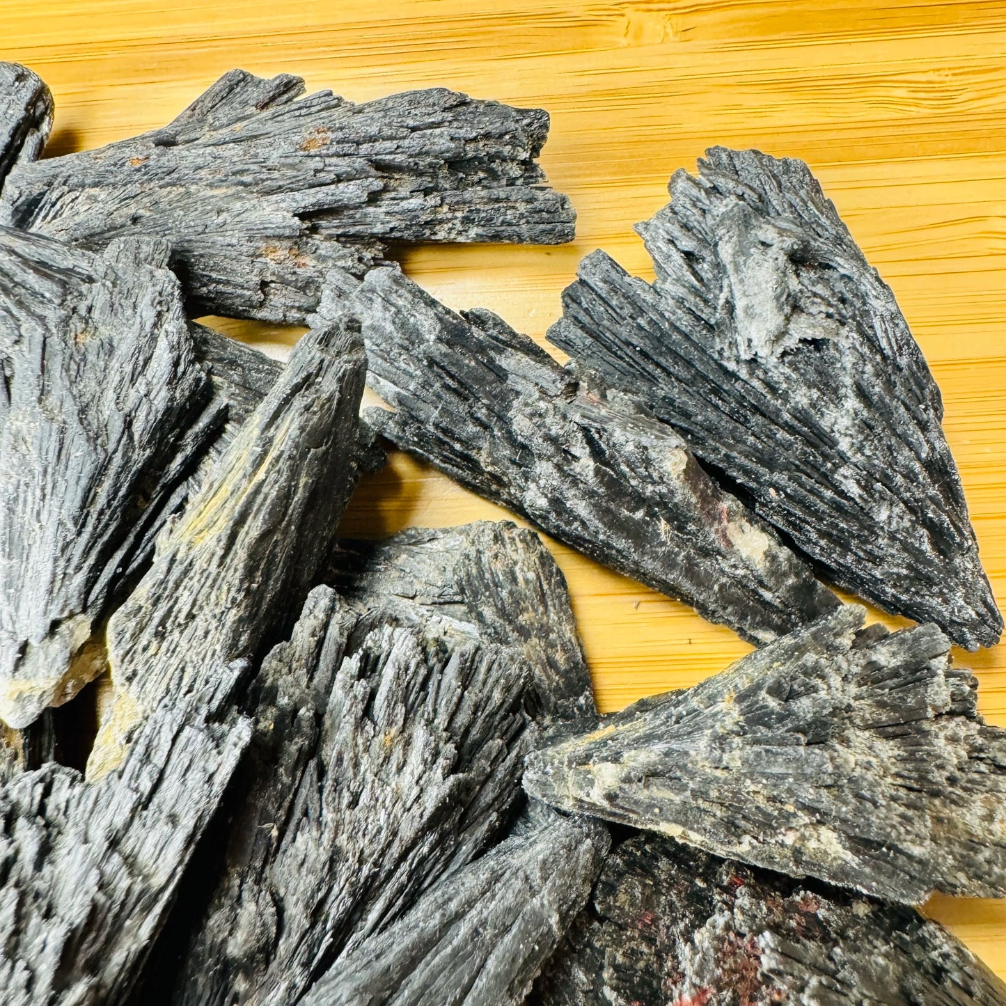 Full profile of Grade A Black Kyanite raw ready to ship from Beyond Bohemian