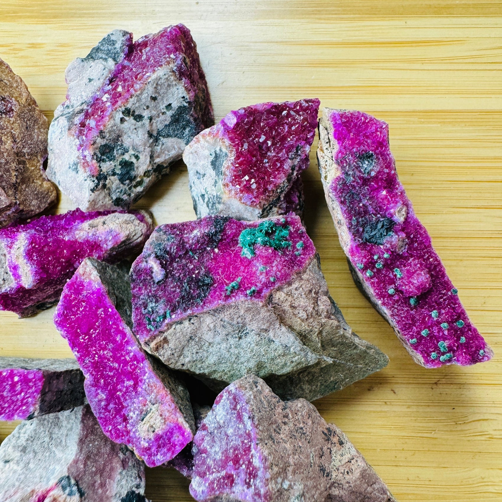 Opposite side of pink Cobalt Calcite raw stone, to support Love.