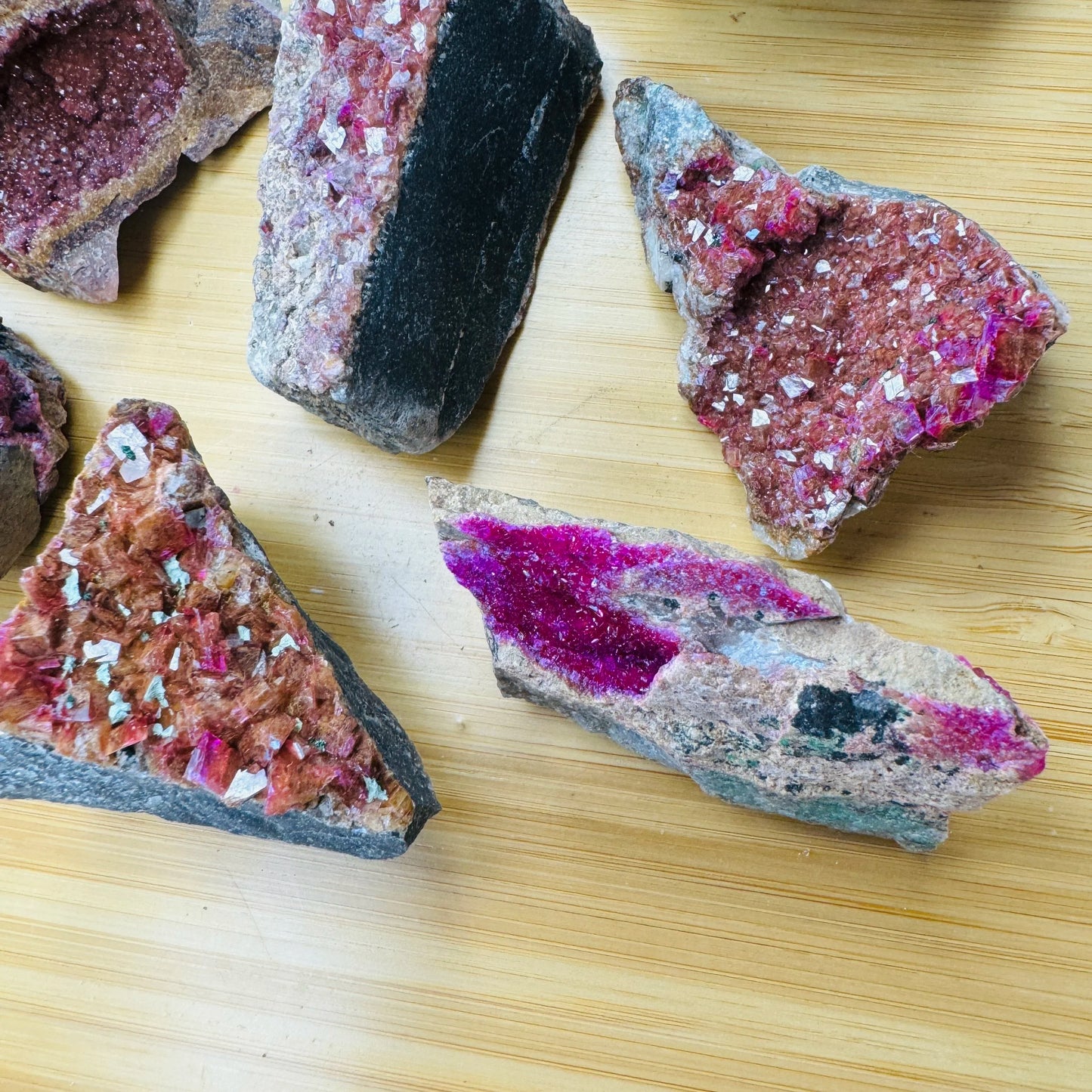 Full profile of Grade AA Cobalt Calcite raw ready to ship from Beyond Bohemian