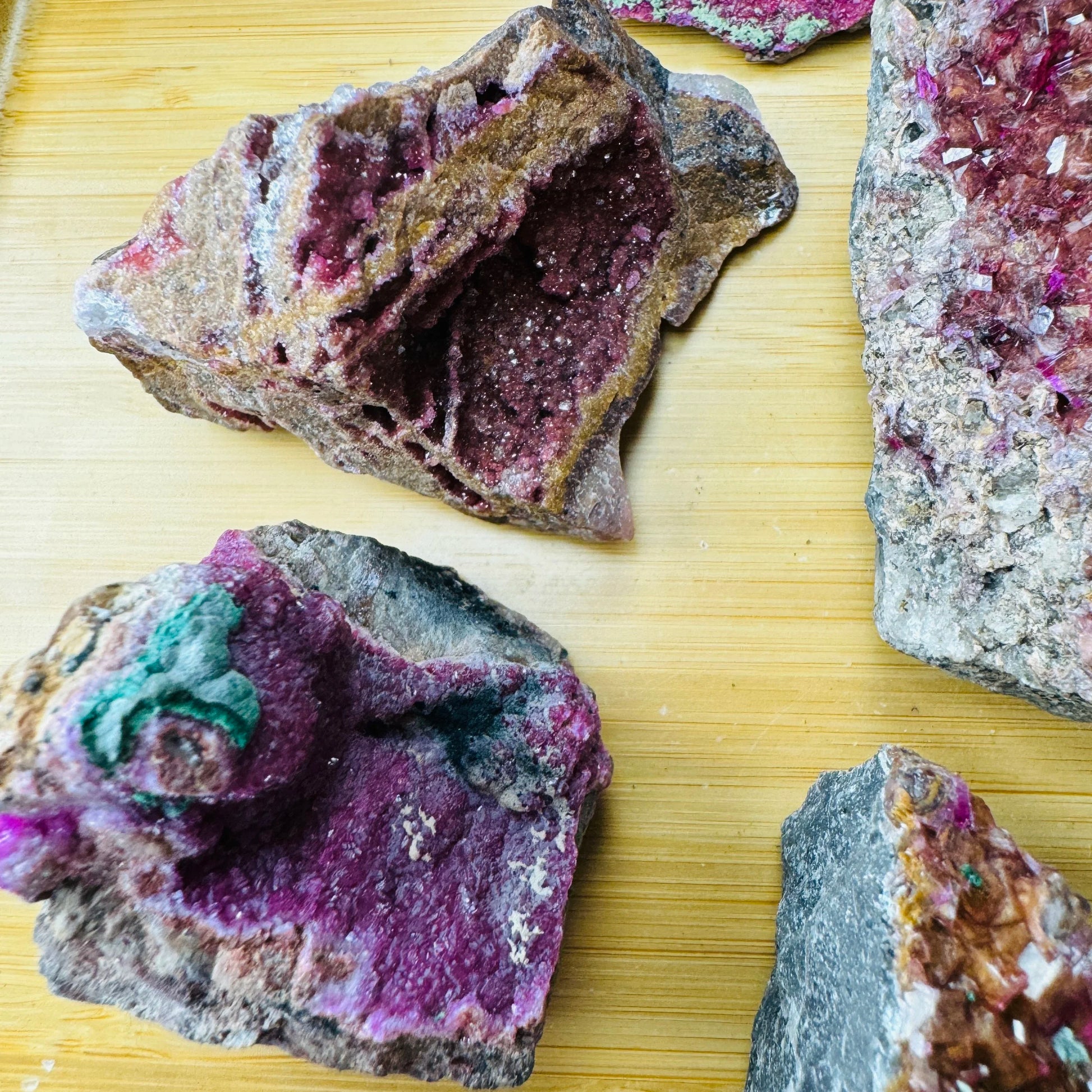 Full profile of Grade AA Cobalt Calcite raw ready to ship from Beyond Bohemian