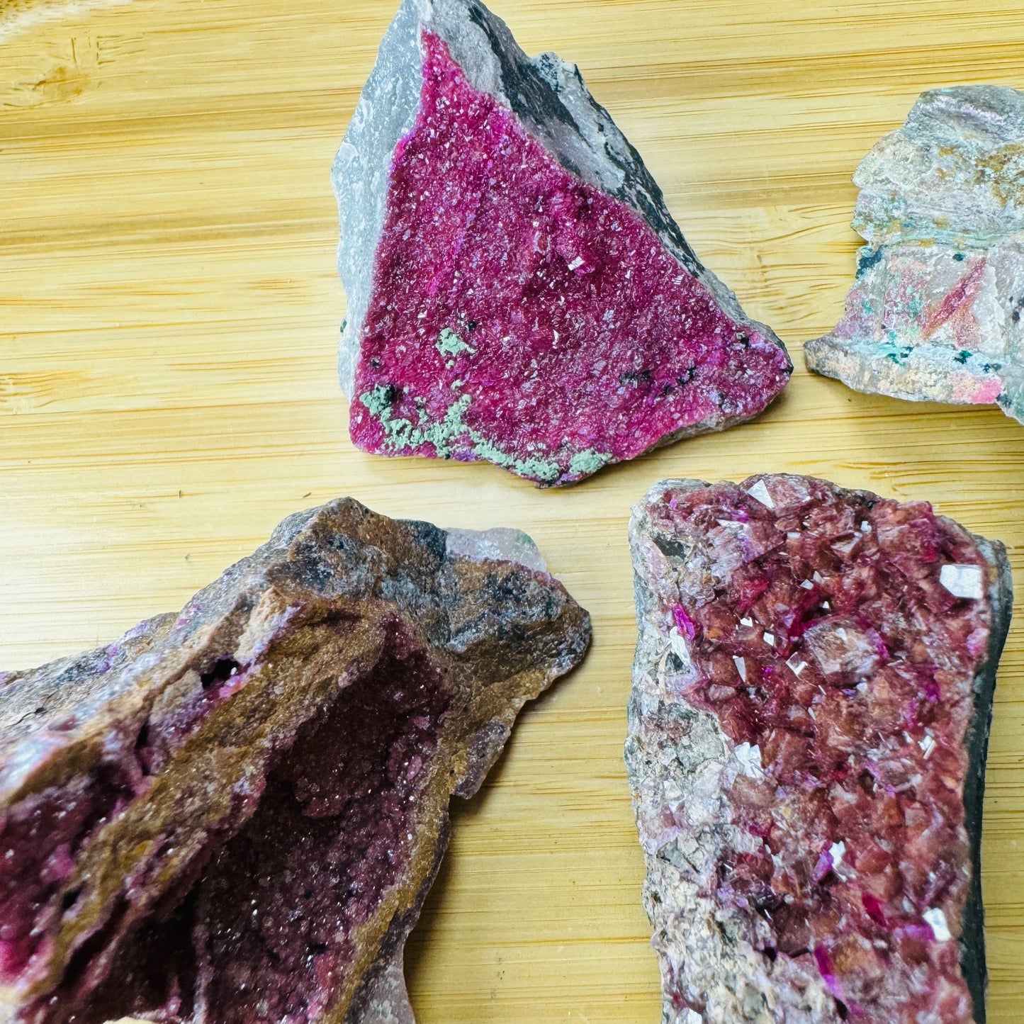 Full profile of Grade AA Cobalt Calcite raw ready to ship from Beyond Bohemian