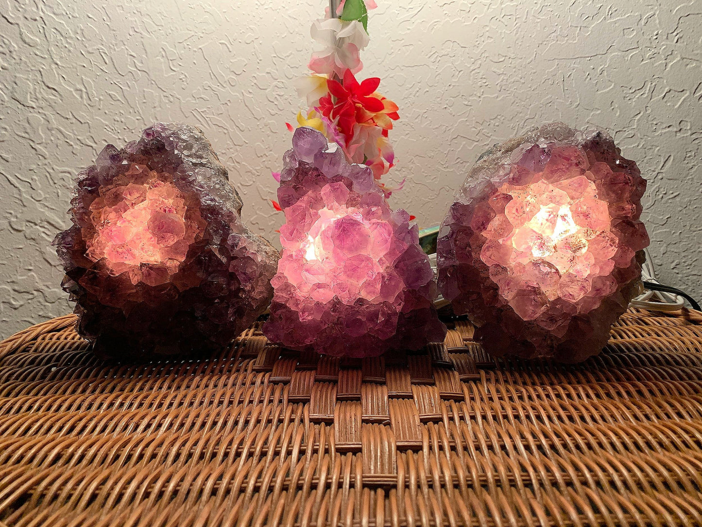 Magnified detail of Amethyst crystal lamp, for Stress Relief.