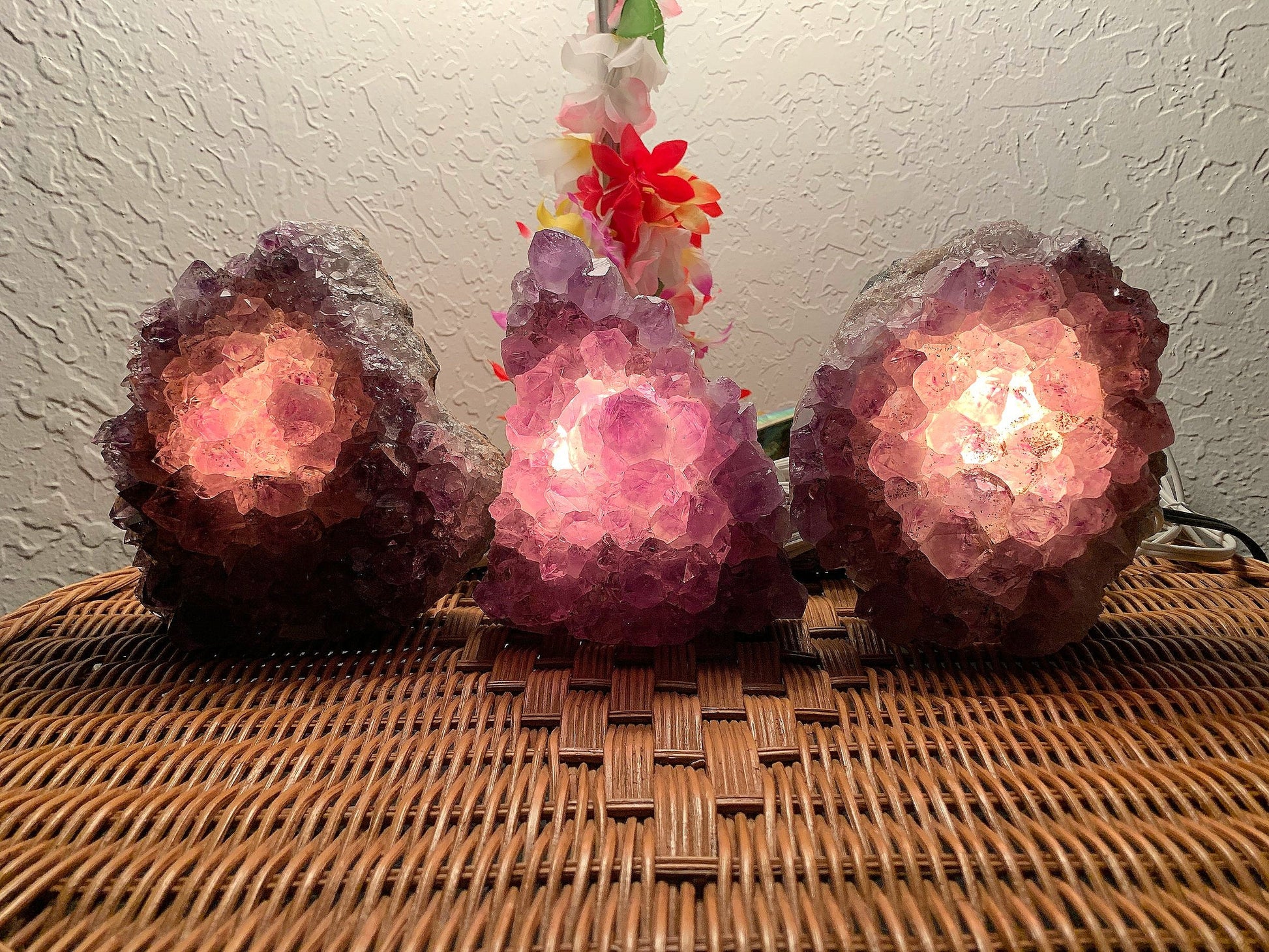Magnified detail of Amethyst crystal lamp, for Stress Relief.