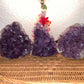 Edge view of Grade A Amethyst crystal lamp, sourced from Rio Grande do Sul, Brazil, showing characteristic patterning.