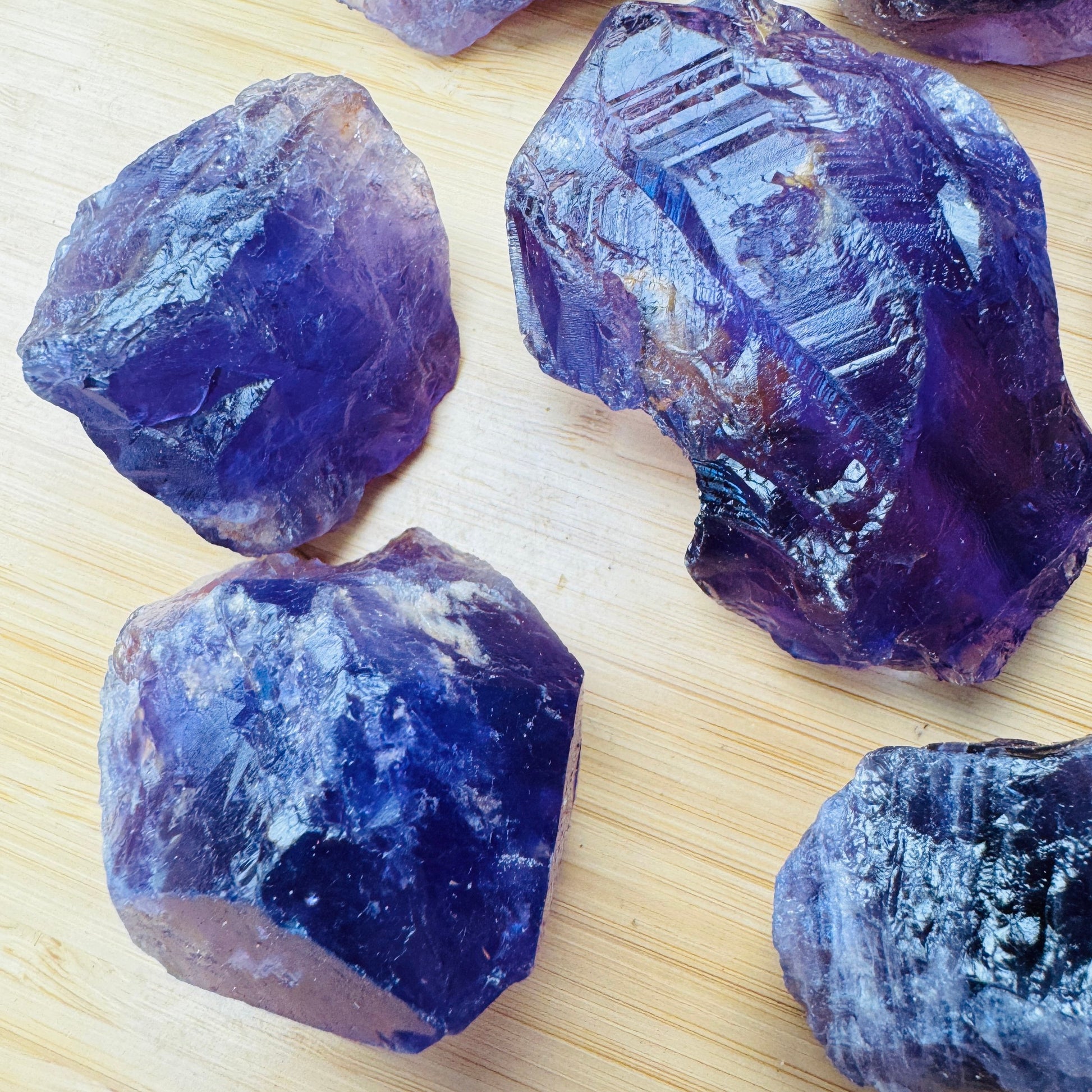 Top-side view of Amethyst raw stone, Brazil-sourced.