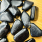 Handheld Black Tourmaline tumbled stone from Brazil for meditation, Stress Relief and Cleansing