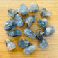 Close detail of Celestite raw stone, showing characteristic finish.