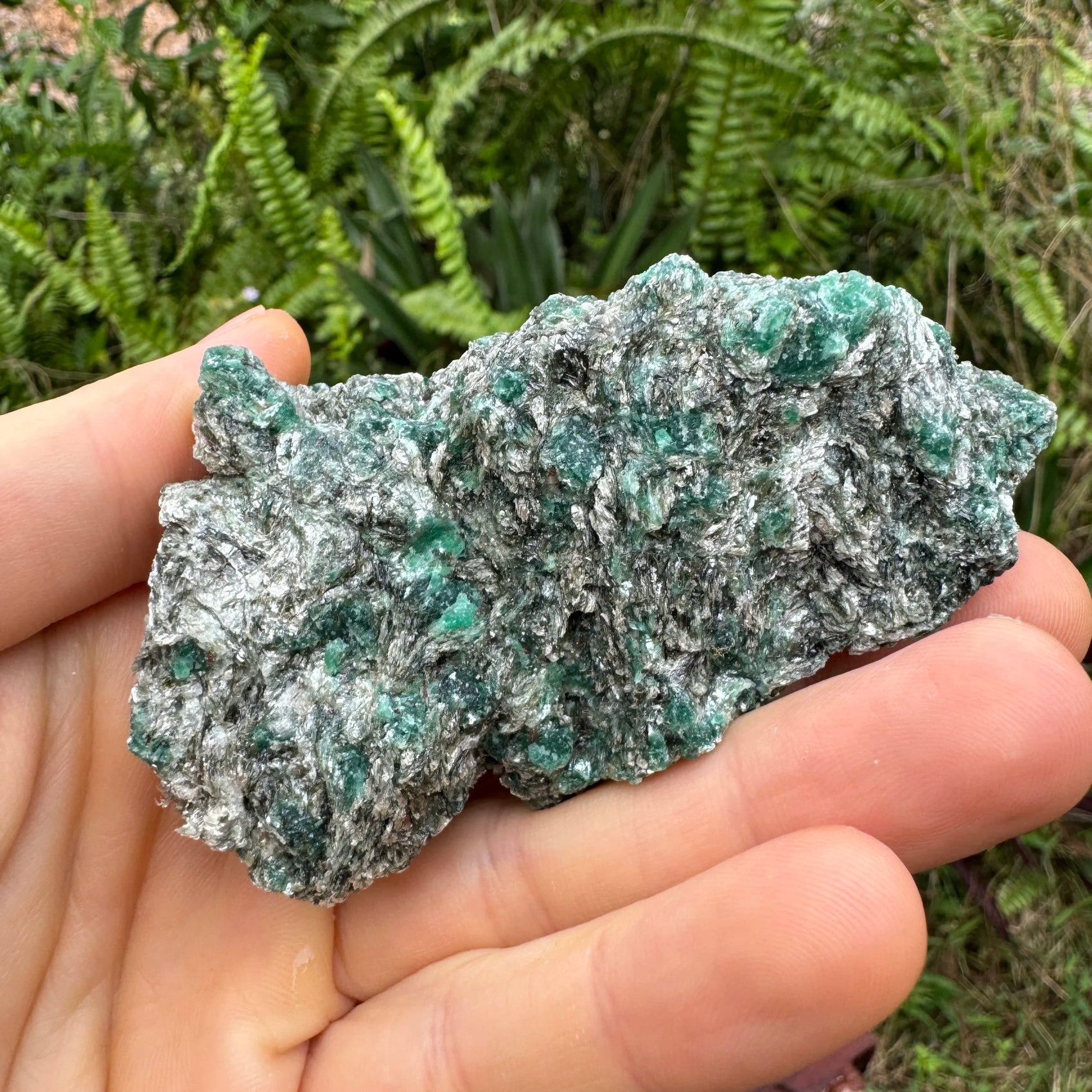 Up-close view of Grade AA Emerald specimen, sourced from Midlands Province, Zimbabwe.
