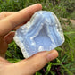 Full profile of Grade AA Blue Lace Agate geode ready to ship from Beyond Bohemian