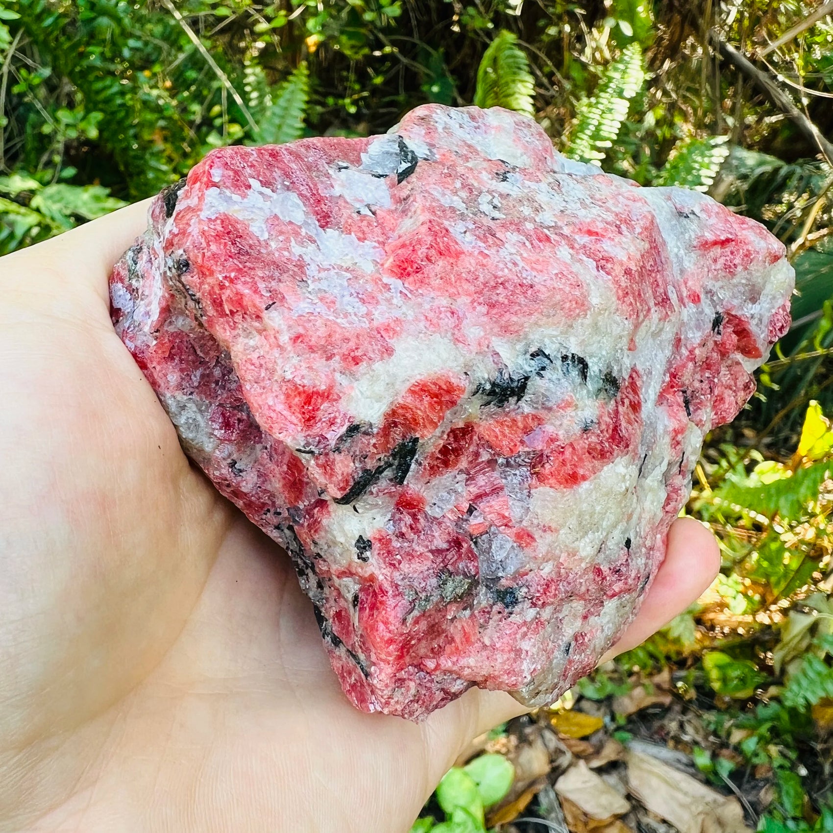 Underside view of Rhodonite specimen, showing untreated character.