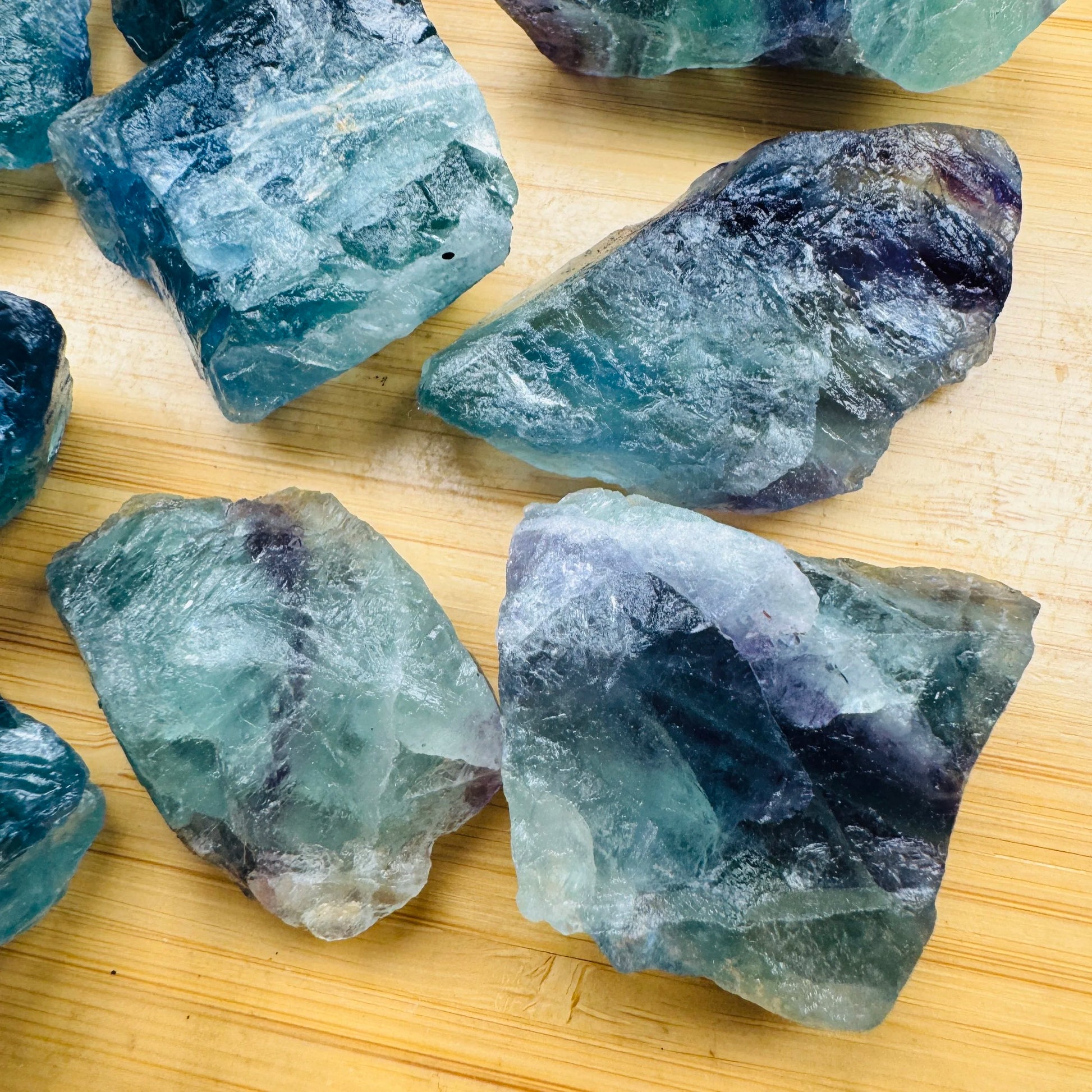Profile shot of Fluorite raw stone, worked with for Focus, sourced from Namibia.