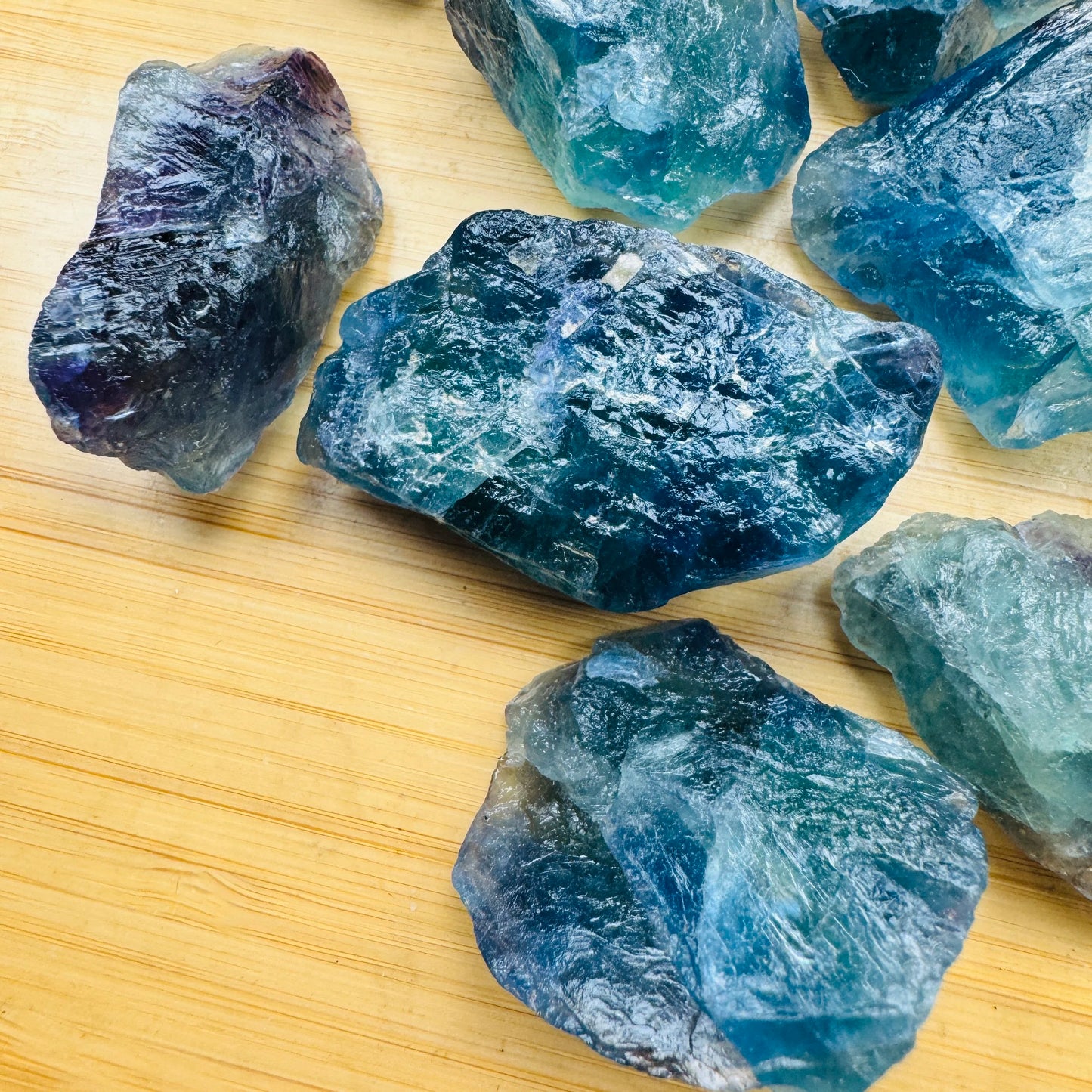Bottom side of Fluorite raw stone, showing earthy tone.