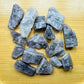 Top view of Anhydrite raw stone, showing natural form, from Androy, Madagascar.