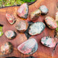 Full profile of Grade AA Rhodonite freeform ready to ship from Beyond Bohemian