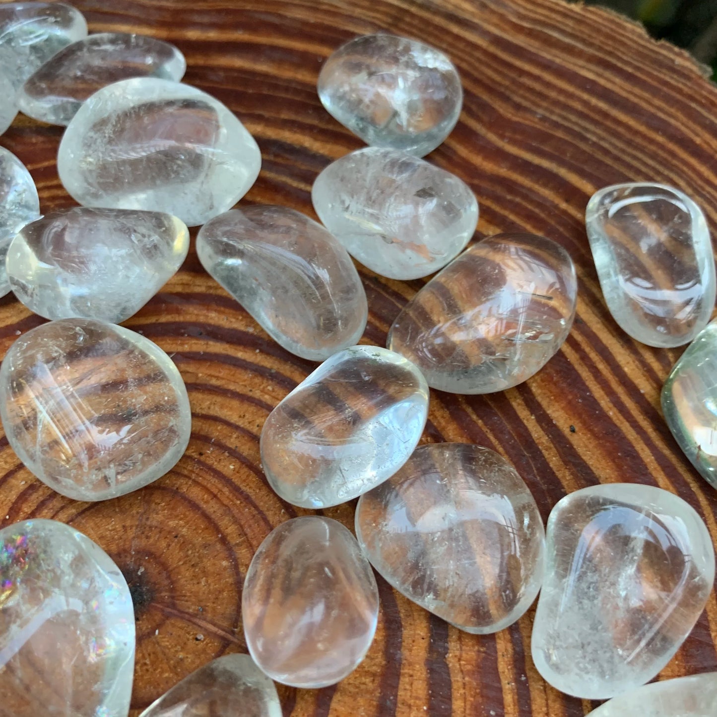 Full profile of Grade AAA Clear Quartz tumbled stone ready to ship from Beyond Bohemian