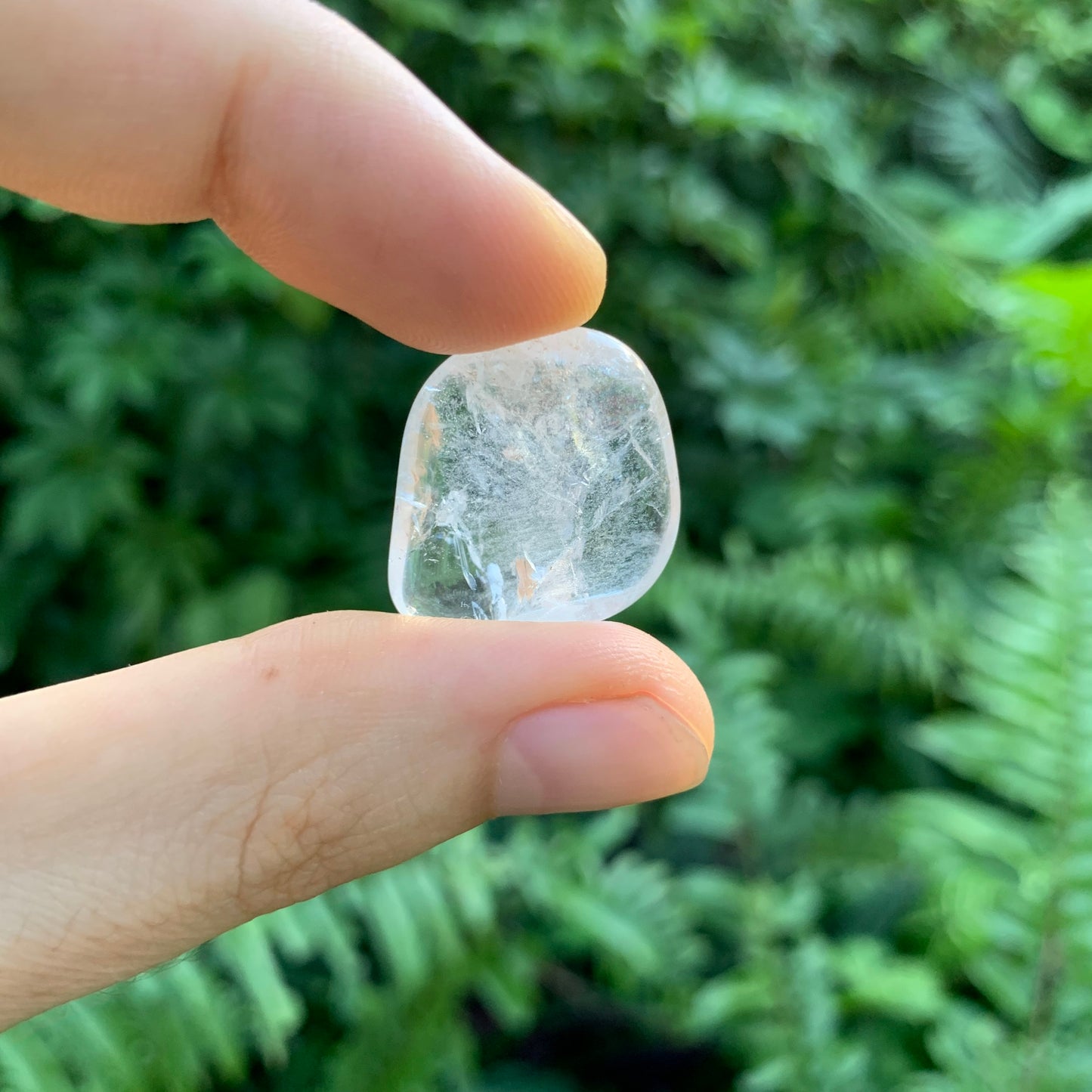 Full profile of Grade AAA Clear Quartz tumbled stone ready to ship from Beyond Bohemian