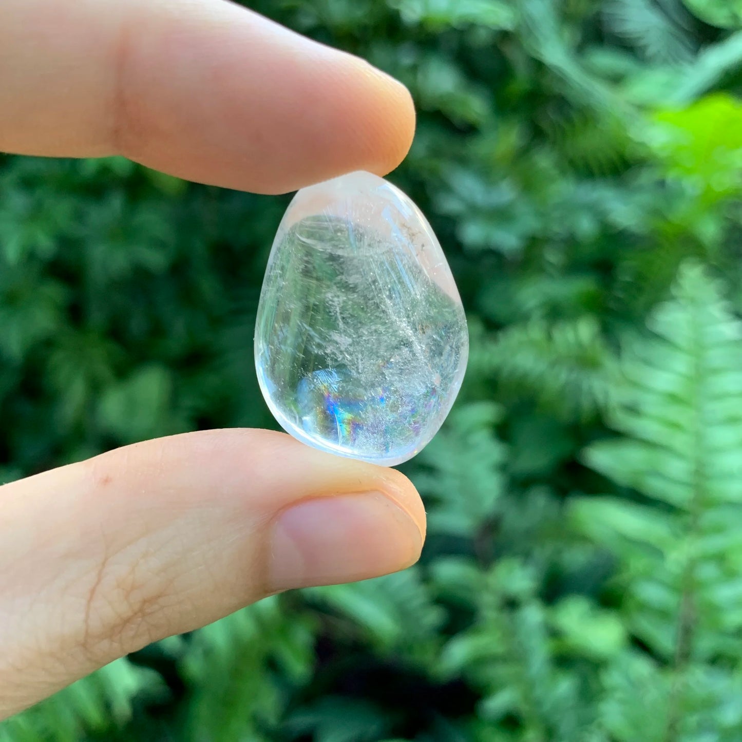 Full profile of Grade AAA Clear Quartz tumbled stone ready to ship from Beyond Bohemian