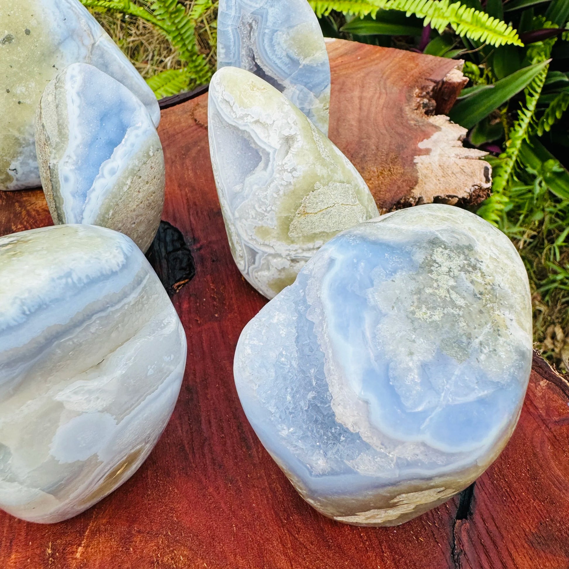 Full profile of Grade AA Blue Lace Agate freeform ready to ship from Beyond Bohemian