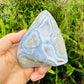 Detail shot of Grade AA Blue Lace Agate freeform under natural light