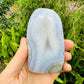 Bottom side of Blue Lace Agate specimen, sourced from Nsipe, Malawi, carried for Stress Relief.