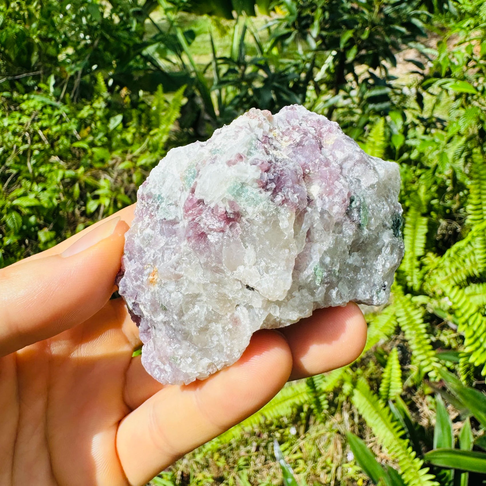Full profile of Grade AA Lepidolite specimen ready to ship from Beyond Bohemian