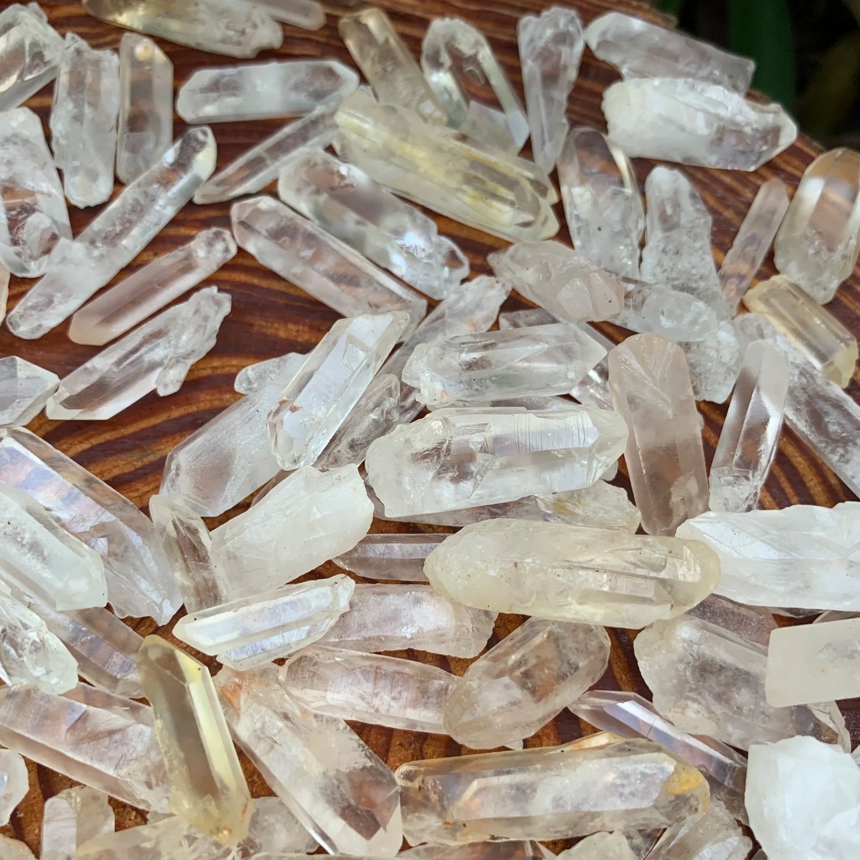 Back view of Grade A Clear Quartz point showing natural surface