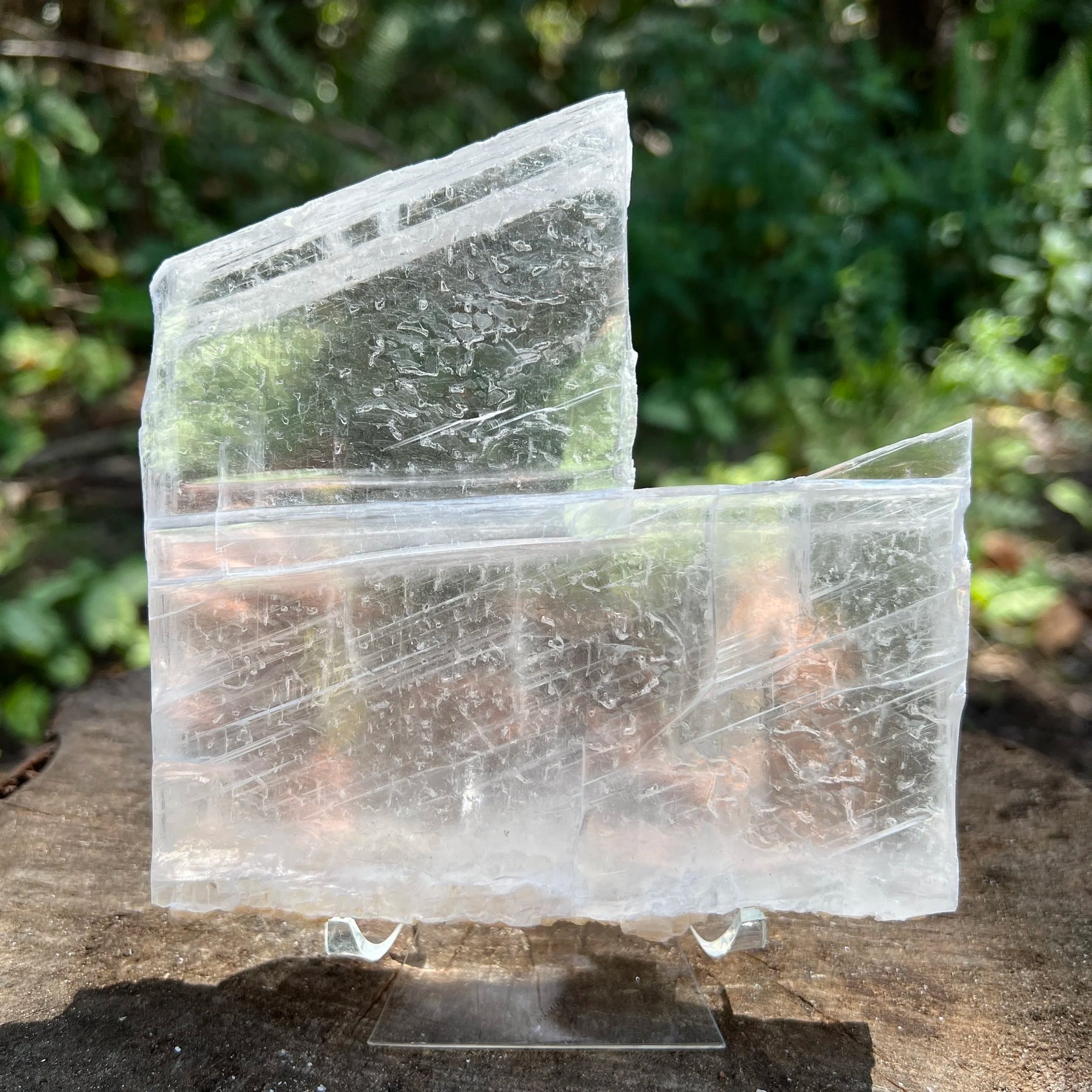 Top-down shot of Selenite specimen, showing untreated character, to support Cleansing.