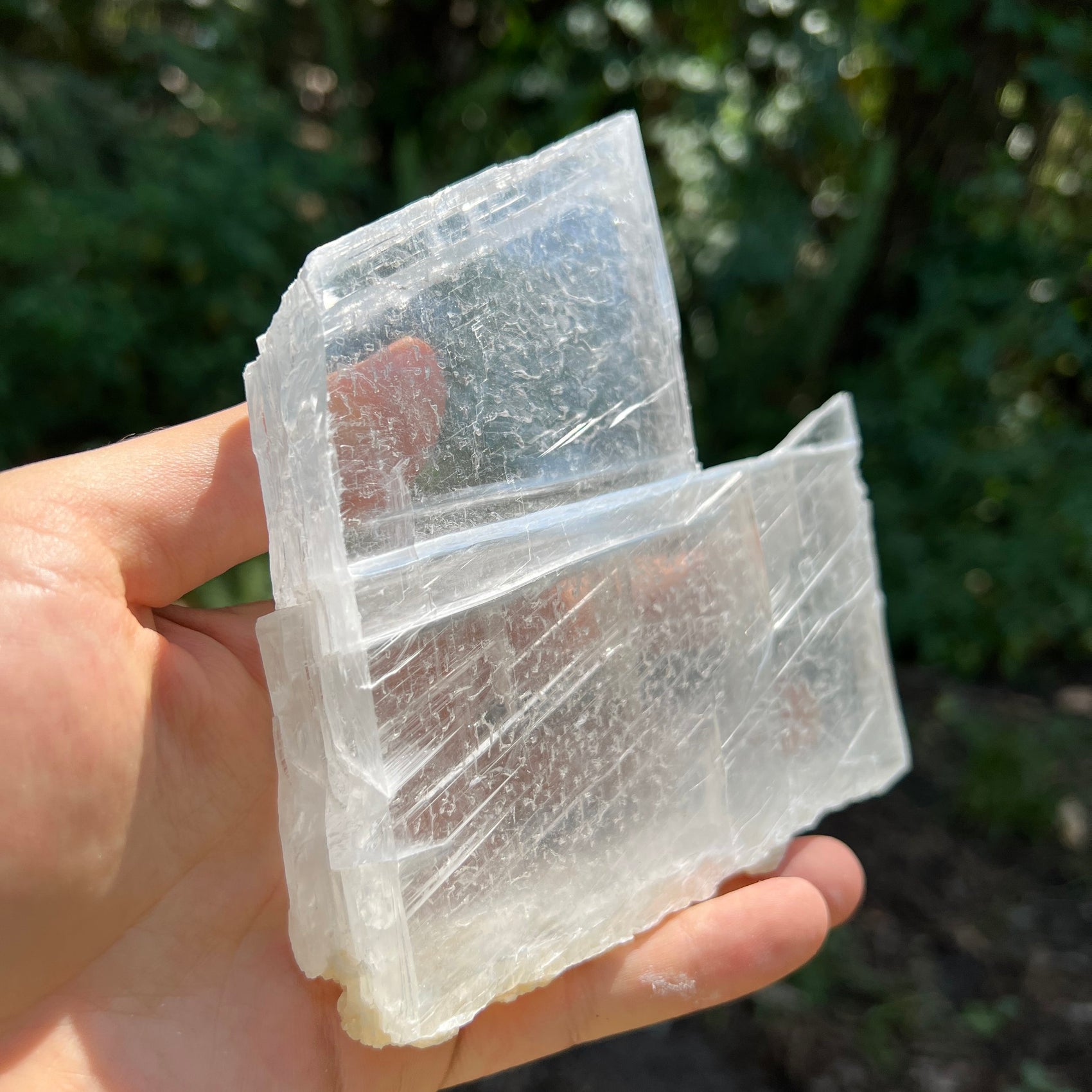 Back view of Grade AAA Selenite slab showing natural surface