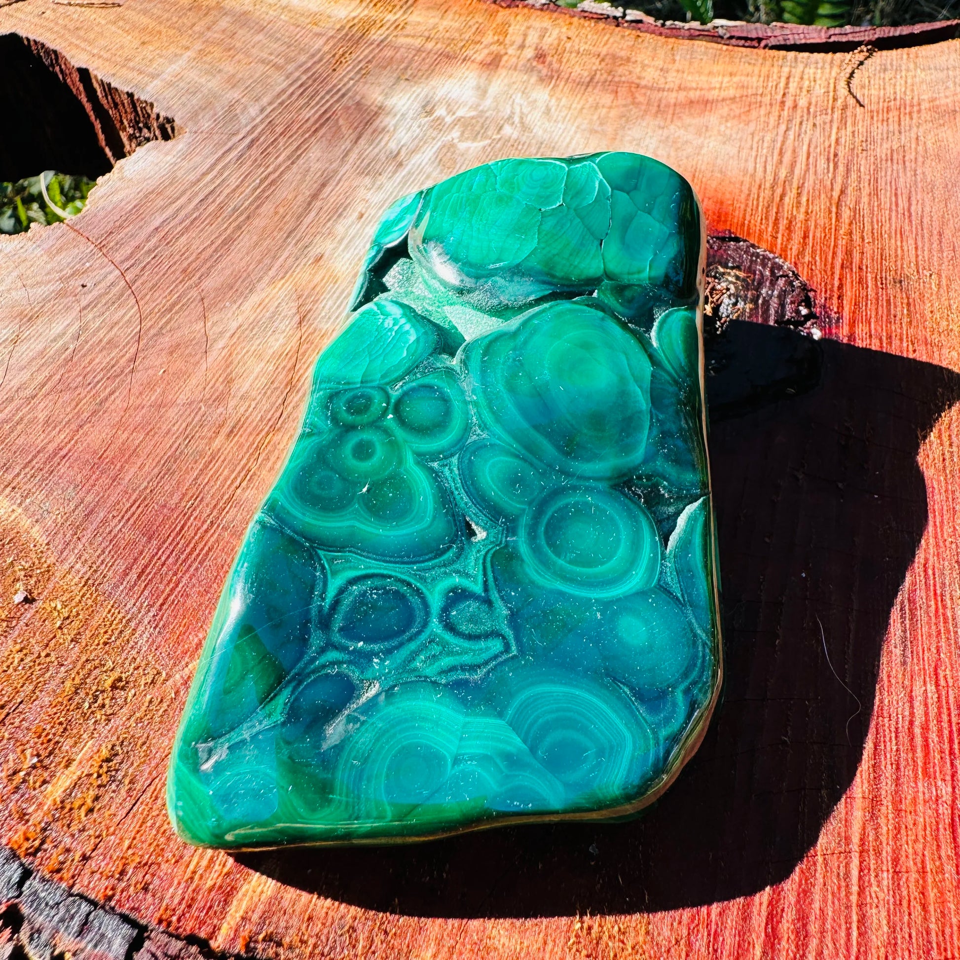 Full profile of Grade AA Malachite specimen ready to ship from Beyond Bohemian