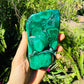 Opposite side of Malachite specimen, showing natural texture, drawn on for Emotional Healing and Protection.