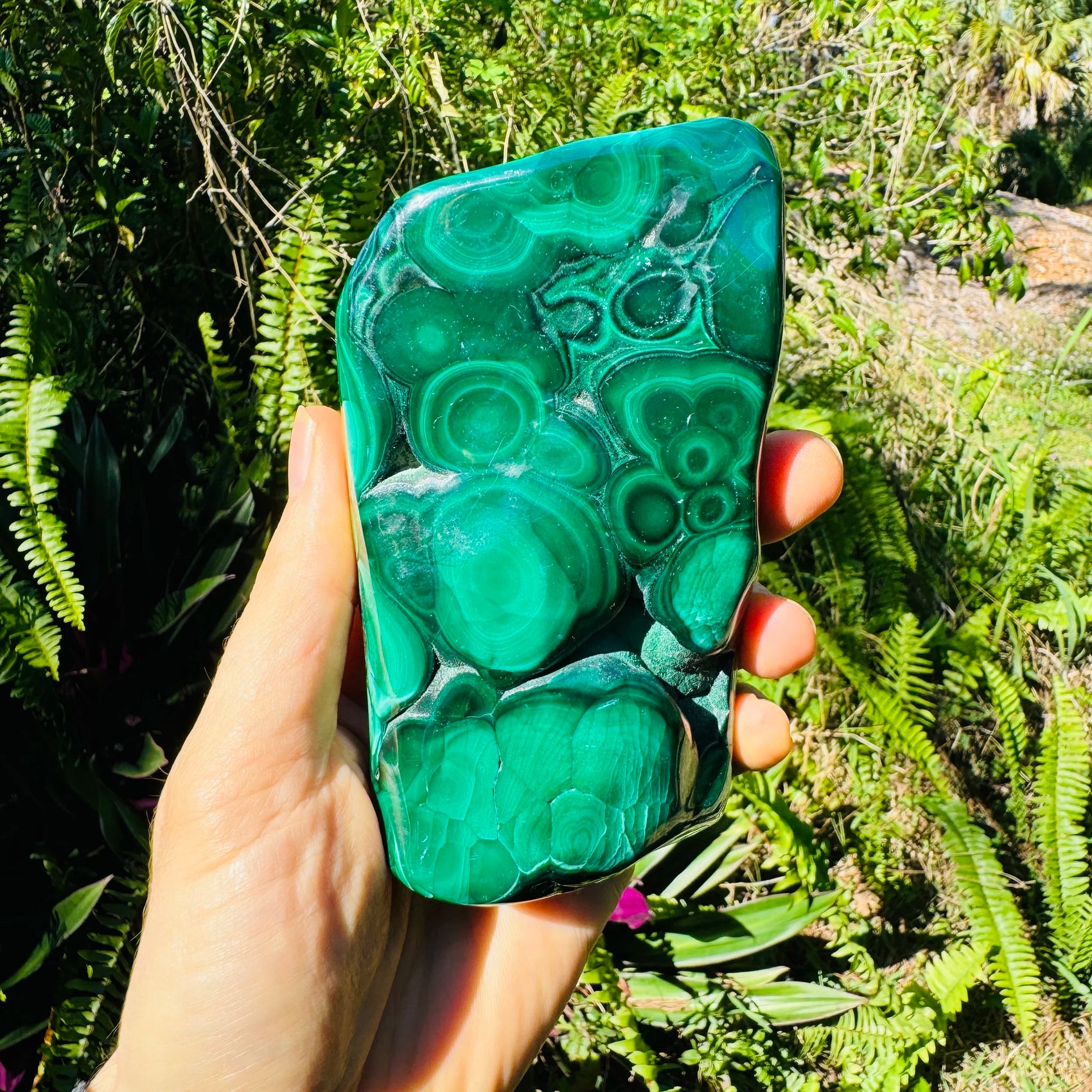 Opposite side of Malachite specimen, showing natural texture, drawn on for Emotional Healing and Protection.