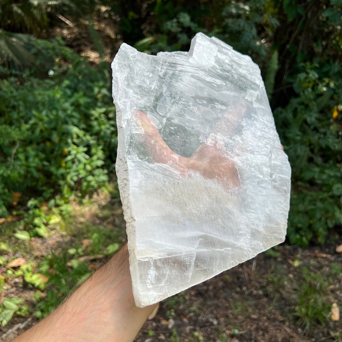 Back view of Grade AAA Selenite slab showing natural surface
