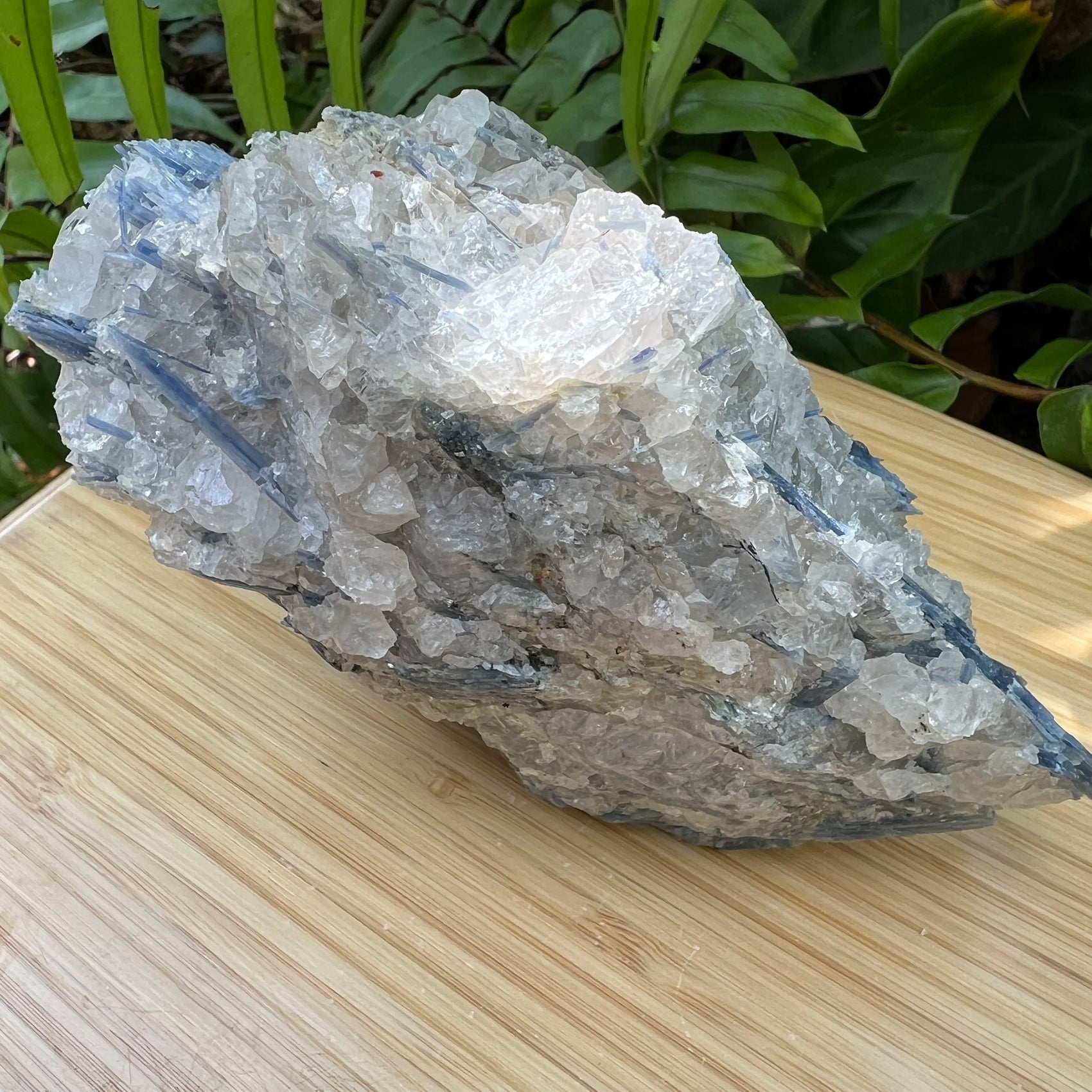 Reverse angle of Blue Kyanite specimen, kept close for Confidence and Meditation.