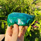 Side perspective of Malachite specimen, Democratic Republic of the Congo-sourced, showing natural texture.