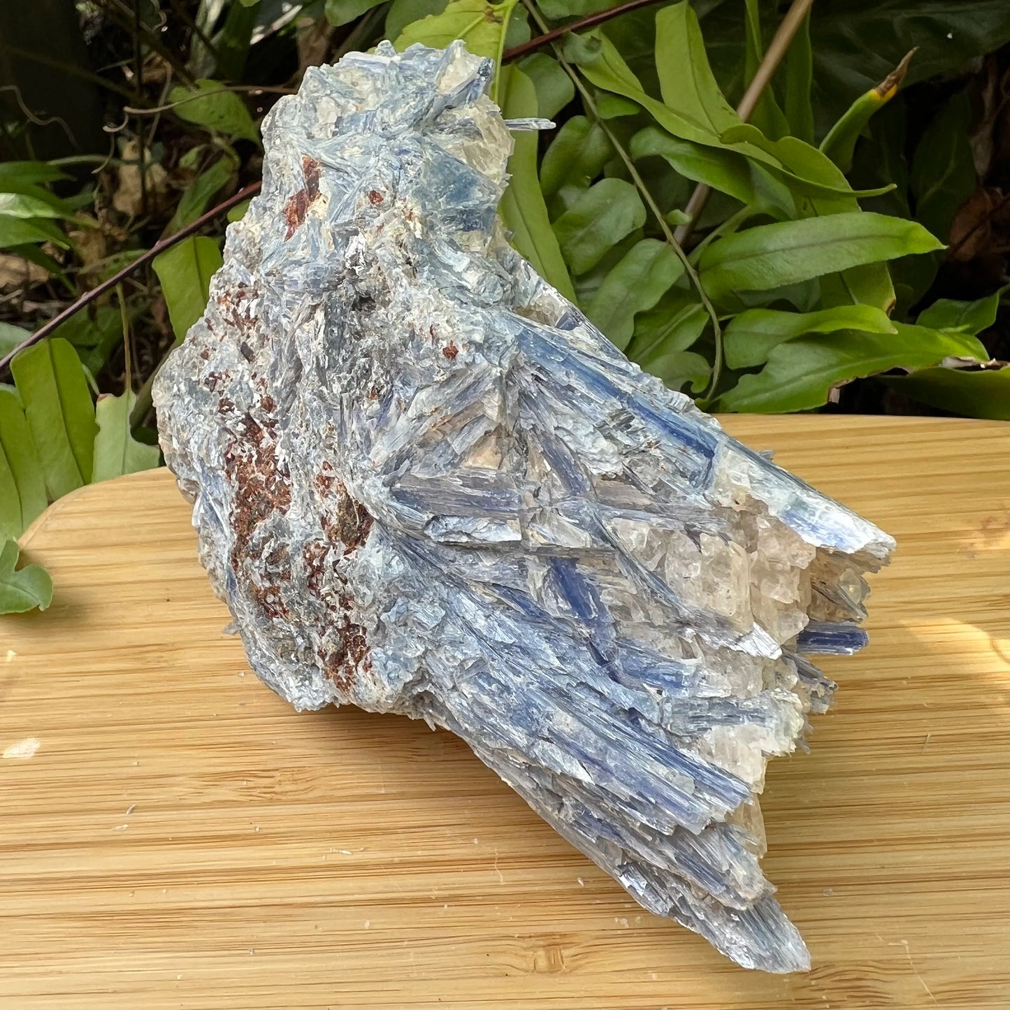 Overhead angle of Blue Kyanite specimen, associated with Confidence, sourced from Minas Gerais, Brazil.