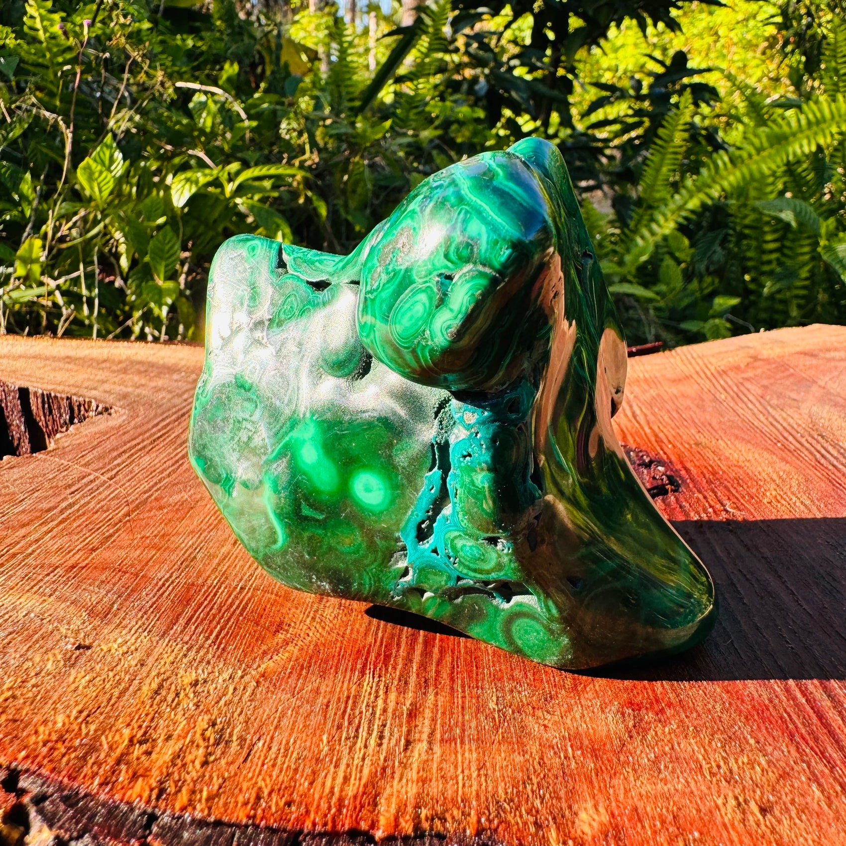 Full profile of Grade AA Malachite specimen ready to ship from Beyond Bohemian