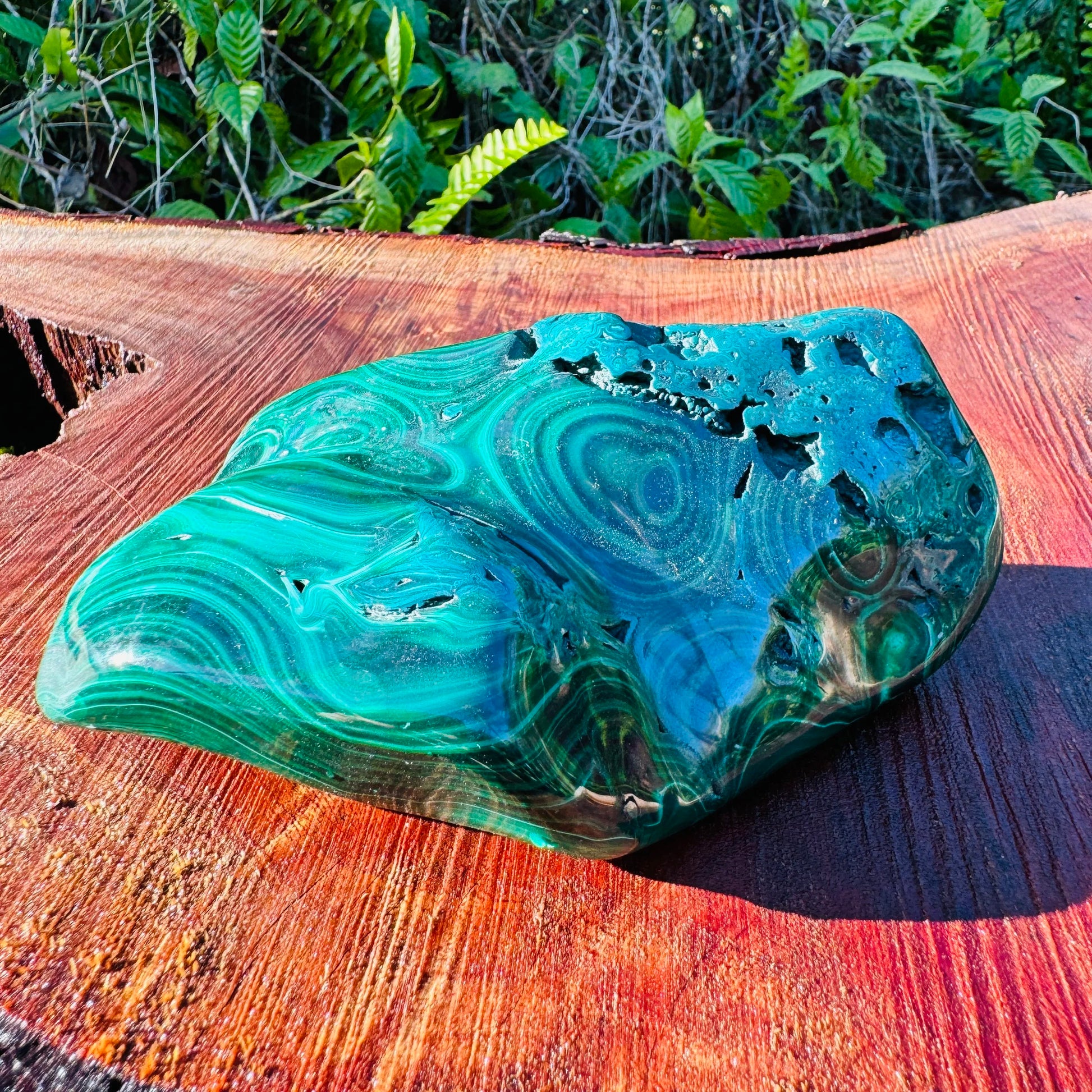 Full profile of Grade AA Malachite specimen ready to ship from Beyond Bohemian