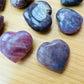 Overhead angle of Blue Rose Quartz polished heart, hand-selected from Alaotra-Mangoro, Madagascar.