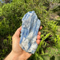 Edge view of Blue Kyanite specimen, turned to for Confidence and Meditation.