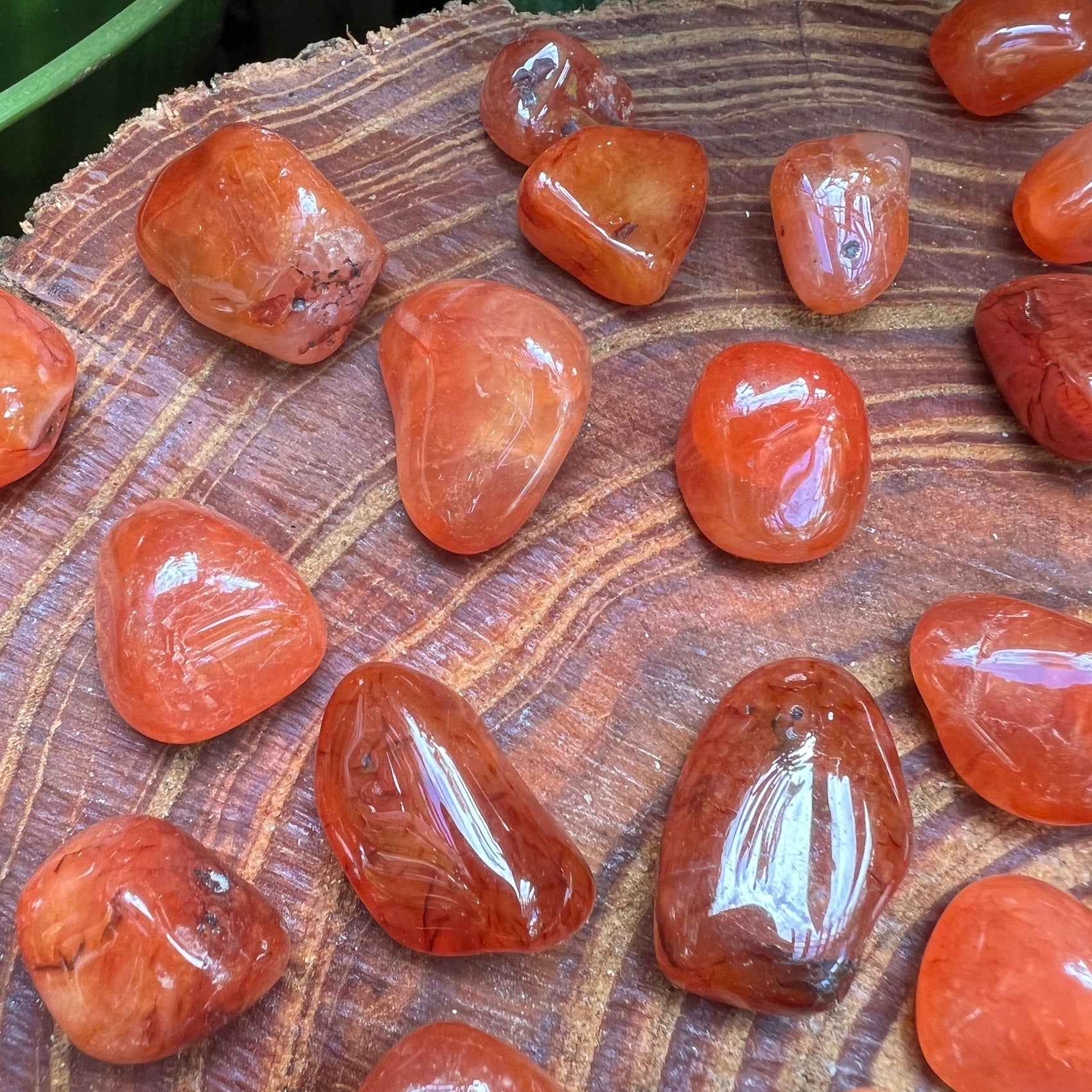 Carnelian tumbled stone in Orange, Red tones from Brazil for Confidence and Creativity