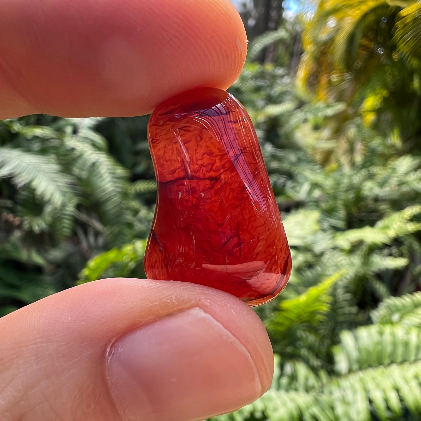 Handheld Carnelian tumbled stone from Brazil for meditation, Confidence and Creativity