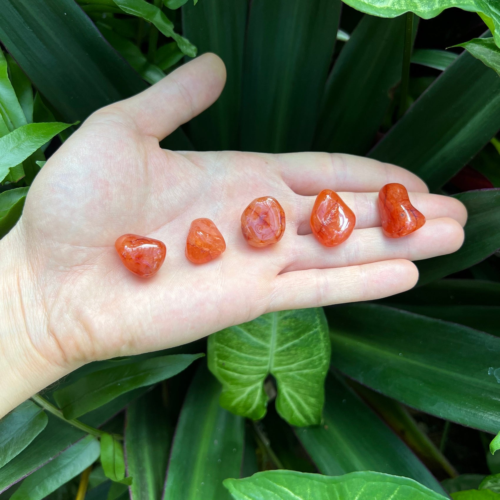 Carnelian tumbled stone from Brazil with Orange, Red color, polished finish for mindful calm