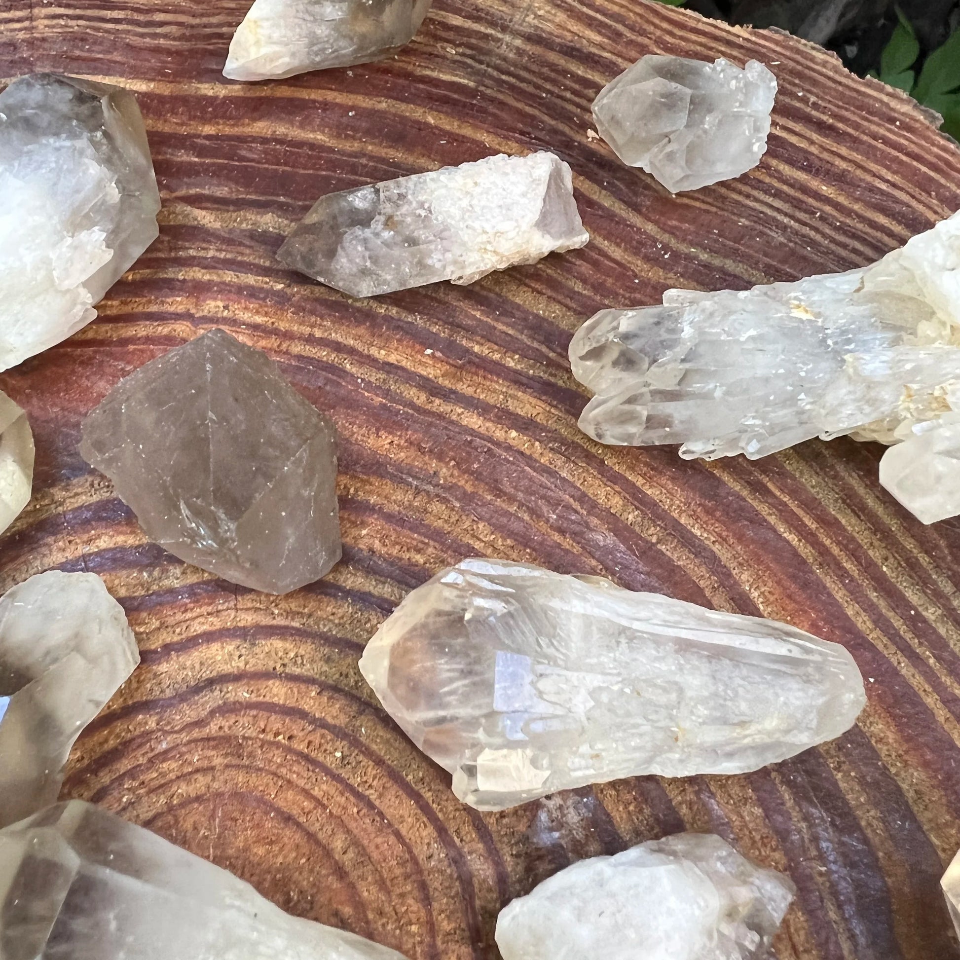 Field-of-view of Smoky Quartz raw crystal, from Chivhu, Zimbabwe, linked to Stress Relief, set to give a sense of weight.