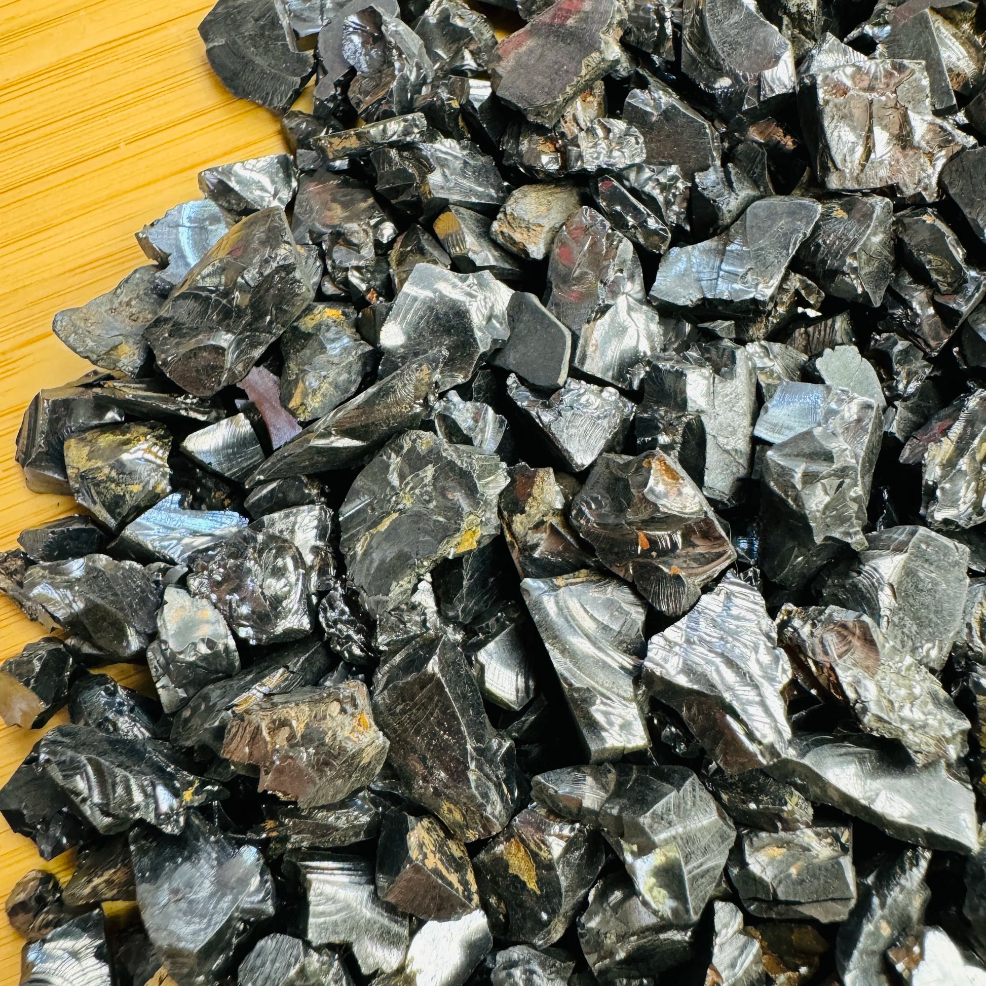 Shungite raw stone from Russia with Black color, polished finish for mindful calm