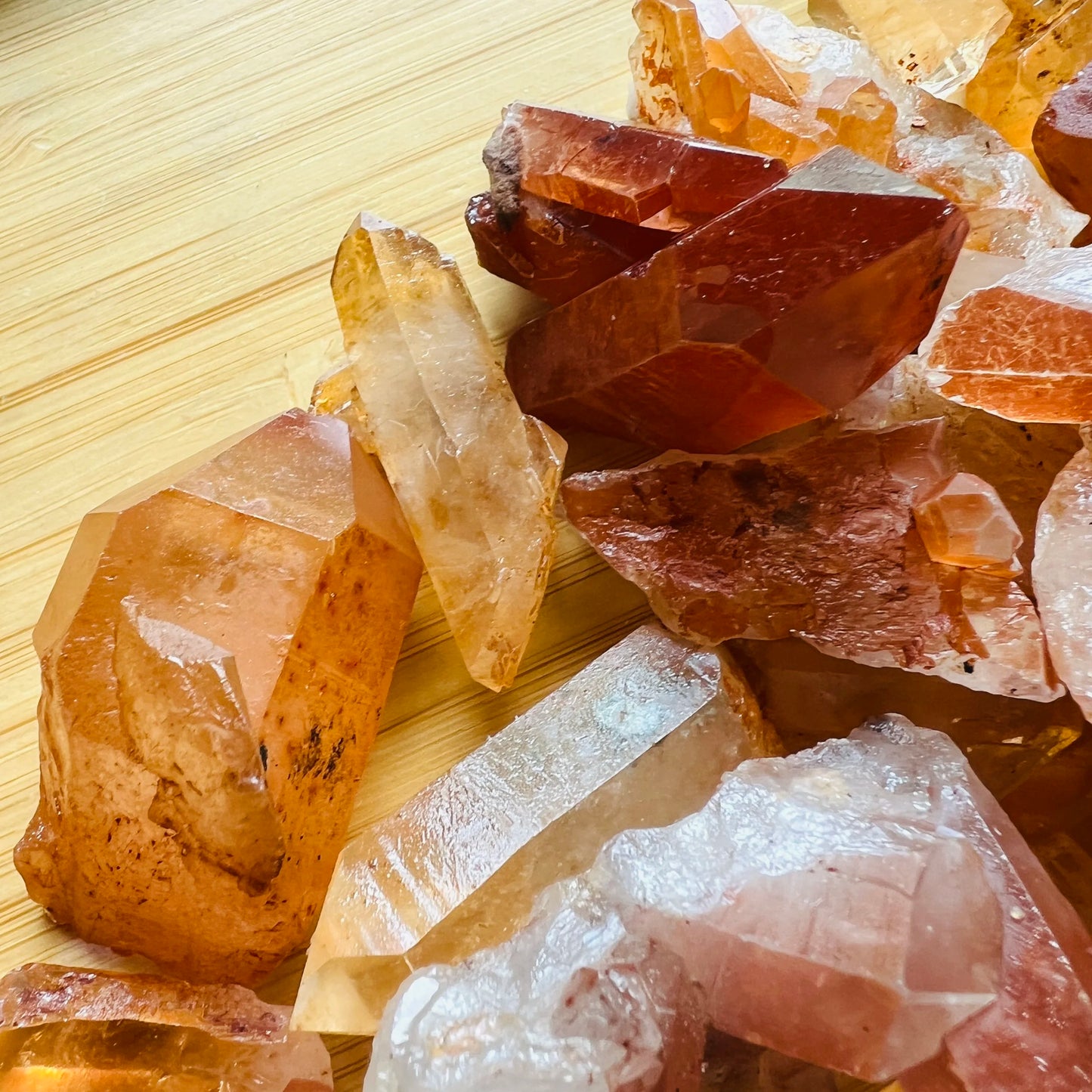 Alternate side of Tangerine Quartz raw point, from Brazil.