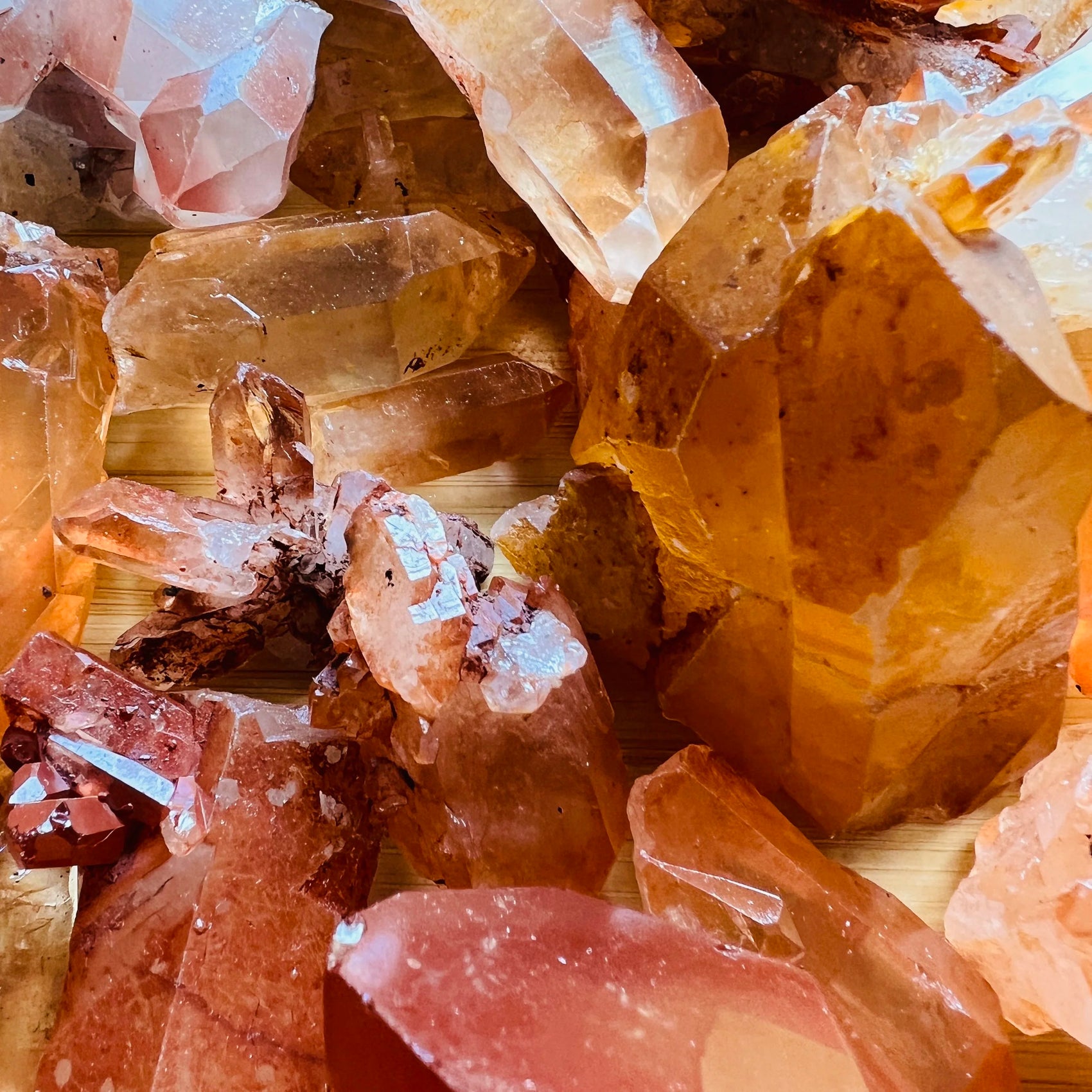 Base detail of Grade AA Tangerine Quartz point