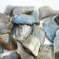 Size comparison with a Labradorite raw stone, Madagascar-sourced, sourced from Atsimo-Andrefana, Madagascar.