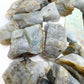 Back view of Grade AAA Labradorite raw showing natural surface
