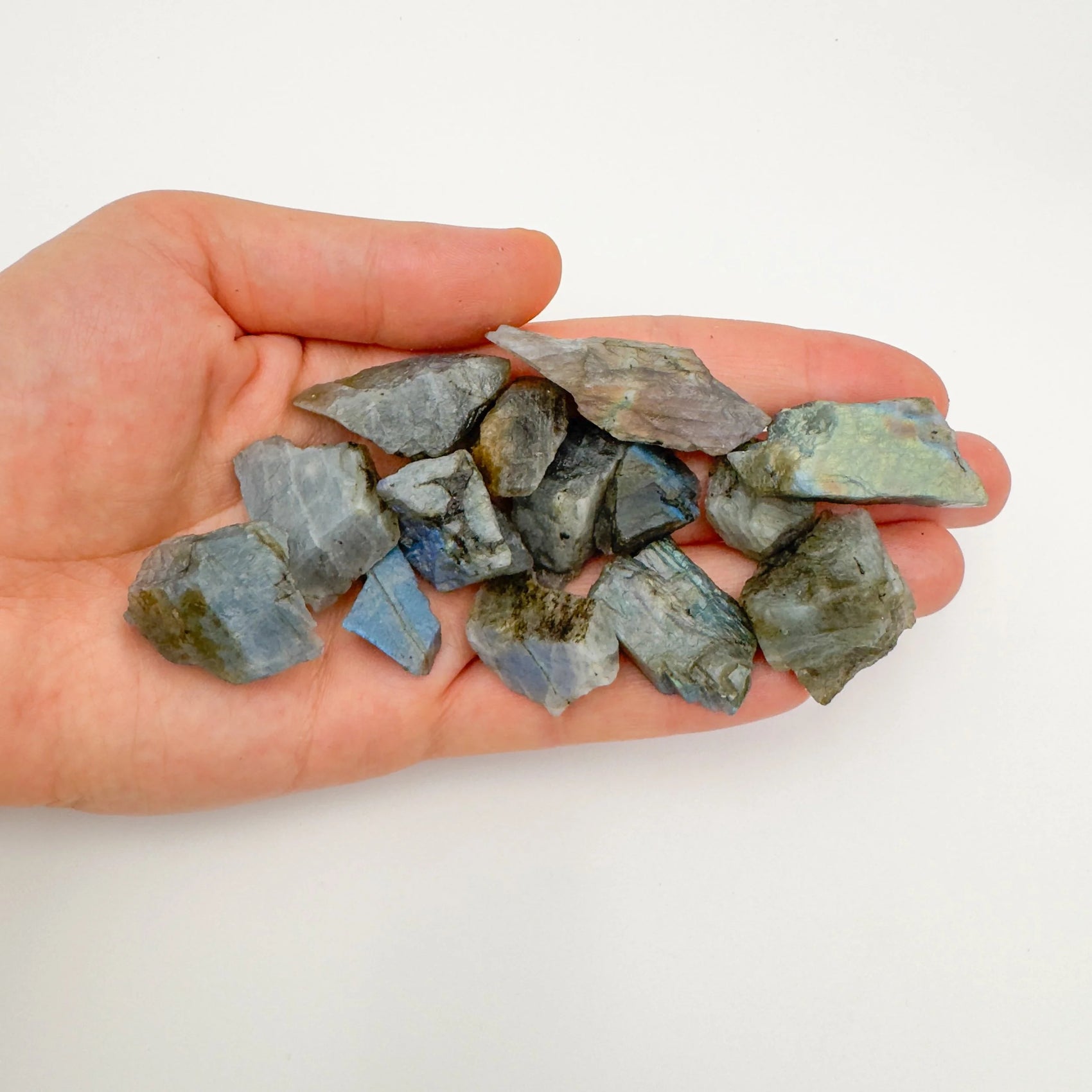 Full profile of Grade AAA Labradorite raw ready to ship from Beyond Bohemian